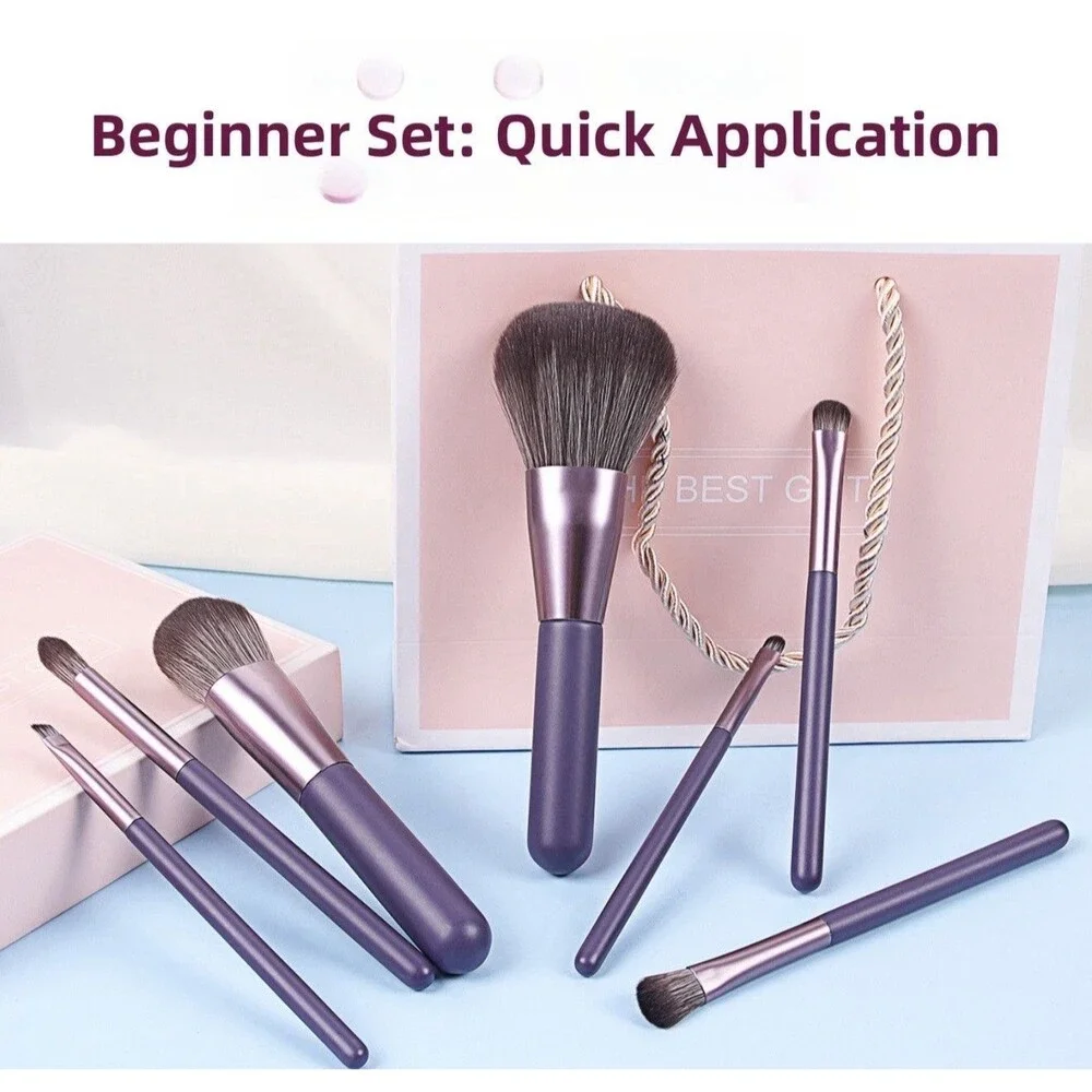 Professional 7-Piece Makeup Brush Set With Travel Case Noble Purple NEW